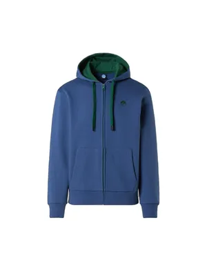 Image de Veste de jogging à capuche pour hommes, en Coton, fermeture éclair, bleu marine, taille M