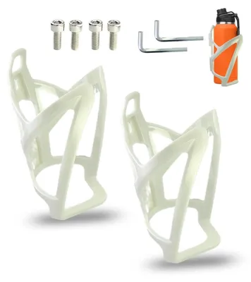 Immagine prodotto di Portabottiglie per bicicletta, 2 pezzi, in policarbonato, colore bianco, adatti per mountain bike, bici da corsa ed e-bike