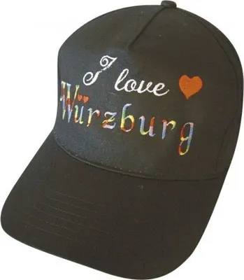 Produktbild von Baseballcap mit Einstickung - I love Würzburg - 68851 schwarz