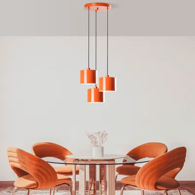 Immagine prodotto di Opviq, Duz - 195Orange - 3, lampadario, CORPO IN METALLO, arancione, 110 x 30 x 30 cm