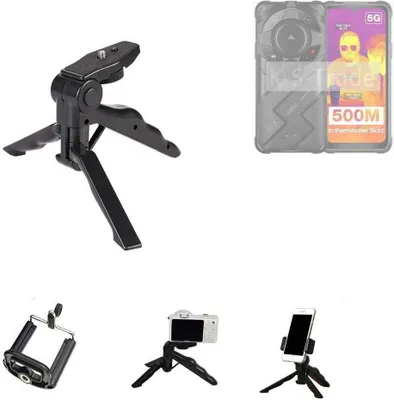 Produktbild von K-S-Trade Stativ Tisch-Ständer Dreibein Handy-Stativ Ständer kompatibel mit AGM G2 Guardian Mini-Stativ Smartphone Tripod Handy-Stativ aus Plastik