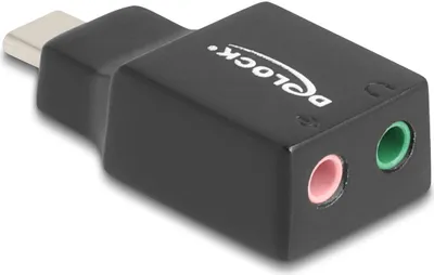 Zdjęcie produktu dla DeLOCK 67128, 1 x USB 2.0 C, 2 x 3.5 mm, Czarny