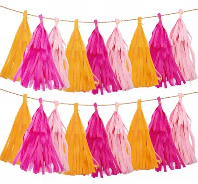 Papierquasten-Girlande, 30 Stück, bunt, für Party-Deko