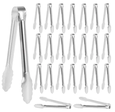 24er Set Servierzangen, 13 cm, Edelstahl, silber