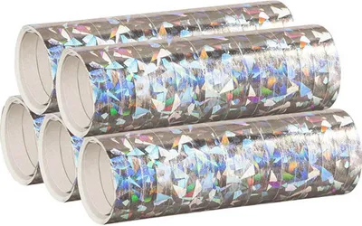 Produktbild von Luftschlangen "Holografisch" 4m / 5 Rollen | Silber