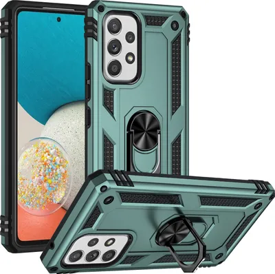 Obrázek produktu pro Pouzdro pro Samsung Galaxy A53 5G dvouvrstvé robustní, vojenská ochrana pouzdro s držákem prstenu a stojánkem zelené