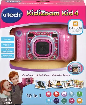 Image de VTech KidiZoom Kid 4 rose - Appareil photo pour enfants avec jeux et contrôle parental - Pour les enfants de 4 à 8 ans
