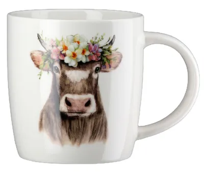 Produktbild von GILDE Tasse / Becher, "Adelheid", Kuhmotiv, Porzellan, weiß, VE 6, L. 8.5 cm, B. 12 cm, H. 9 cm