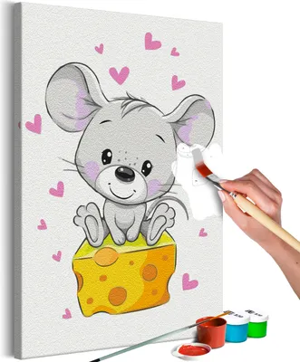 Produktbild von Vlies Malen nach Zahlen - Mouse in Love 40x60 cm Für Kinder n-A-1499-d-a