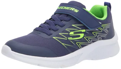 Produktbild von Skechers Jungen Microspec Texlor Trainer, Navy Textile/Lime & Silver Trim, 27 EU