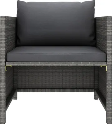 Image de vidaXL Canapé de jardin avec coussins Gris Poly Rattan