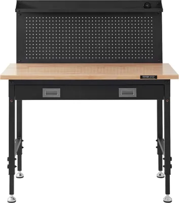 Produktbild von Multifunktionale Massivholz-Werkbank 48 x 24 Zoll mit Steckdosen und Lochwand