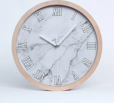 Produktbild von Holzuhr 30fi cm wanduhr - weiße Spitzen - Marmor