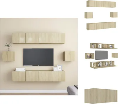 Produktbild von vidaXL 6-tlg. TV-Schrank-Set Sonoma-Eiche Holzwerkstoff -  TV-Möbel
