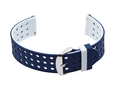 Produktbild von Gummigürtel für die U12 Uhr - Marineblau/Weiß - 20mm