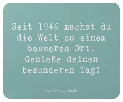 Produktbild von Mr. & Mrs. Panda Mauspad Spruch 1946 Geburtstag - Meeresbrise - Geschenk, Mousepad, Geburtstagsgeschenk, pc mausunterlage, Mouse Pad, Liebe, Geschenkideen, Geburtsjahr