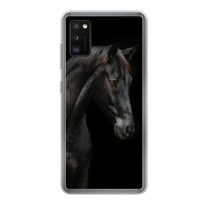Produktbild von MuchoWow® Handyhülle Schutzhülle Hülle für Samsung Galaxy A41 Pferd - Tiere - Schwarz - Porträt Silikon Softcase Handy Hülle - Mobiltelefon