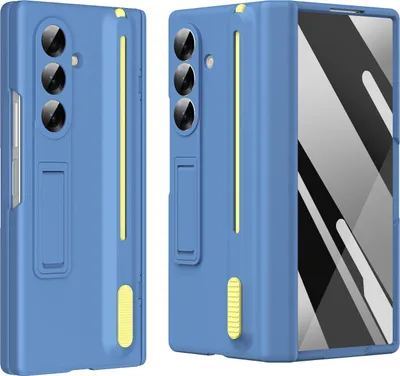 Immagine prodotto di Custodia per Samsung Galaxy Z Fold 7, con slot per stilo e penna, con protezione dello schermo, supporto e protezione della cerniera integrati Blu