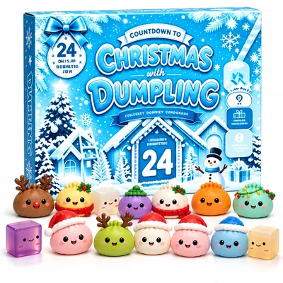 Produktbild von Squishy Adventskalender,Dumpling Weihnachtskalender für 24 Tage,Kinder Spielzeug Countdown-Kalender TPR mit Fidget Spielzeug,Sammelfiguren