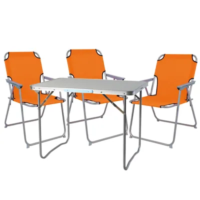 Productafbeelding van Complete set van 4 campingmeubels, aluminium, afmetingen 80 cm (lengte) x 60 cm (breedte) x 68 cm (hoogte), kleur oranje