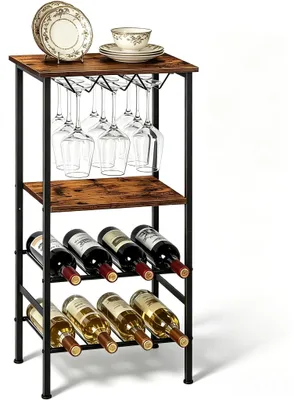 Weinregal 4 Etagen 80x40x30 cm braun Metall Holz