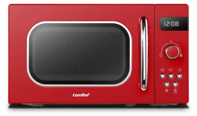 Retro-Mikrowelle 20 L 800 W mit 8 Automatikmenüs, rot