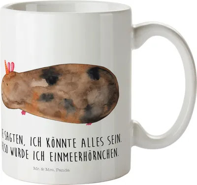 Produktbild von Mr. & Mrs. Panda Plastikbecher Einhorn Meerschweinchen - Weiß - Geschenk, Trinklernbecher, Unicorn, Kindergarten Becher, Meerhörnchen, Einhörner, Meerschwein, Pott