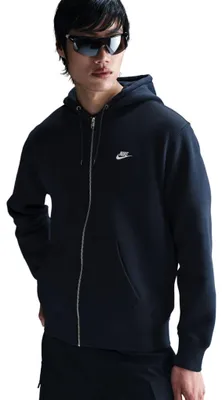 Produktbild von Nike Club Herren Sweatjacke Dunkelblau mit Kapuze, Reißverschluss und Taschen