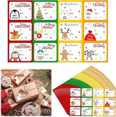 Zdjęcie produktu dla Naklejki Świąteczne na Prezenty 240 szt Etykiety Christmas