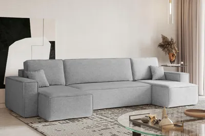 Zdjęcie produktu dla Sofa w kształcie U BEST narożnik tkanina Neve jasnoszary