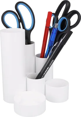 Produktbild von Stiftehalter Weiß Moderner Schreibtisch Utensilien Organizer mit 6 Fächern für Büro, Zuhause und mehr
