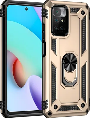 Produktbild von Mobigear Armor Ring Xiaomi Redmi 10 4G Hülle Hardcase Backcover Stoßfest mit Ringhalter - Gold