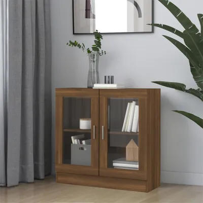 Obrázek produktu pro vidaXL Vitrína hnědá Dubová optika 82,5x30,5x80cm Dřevěný materiál