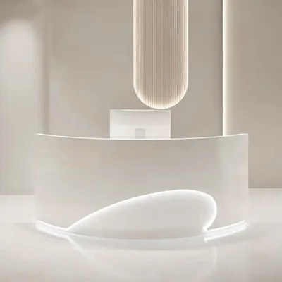 Produktbild von Empfangstheke Theke geschwungene Tresen Kasse Empfangstresen Weiß 220*60*100cm【 B Duihao 220】