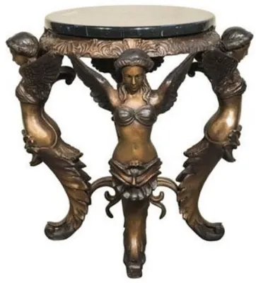 Image de Casa Padrino Luxe Tabouret Baroque Ange Ø 51 x H. 48 cm - Tabouret rond en bronze de style baroque - Meubles baroques