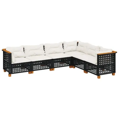 Produktbild von vidaXL 6-tlg. Garten-Sofagarnitur mit Kissen Schwarz Poly Rattan