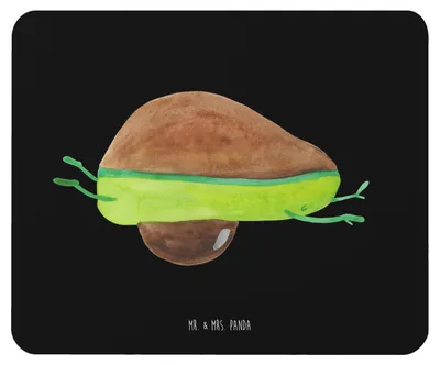 Produktbild von Mr. & Mrs. Panda Mouse Pad Avocado Yoga - Schwarz - Geschenk, Hilfe, Bauch, Haha, Humor, laptop mousepad, Mauspad, Sport, computer, pc