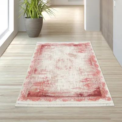 Zdjęcie produktu dla Dywan wełniany z frędzlami, kolor czerwony, wymiary – 80 x 150 cm