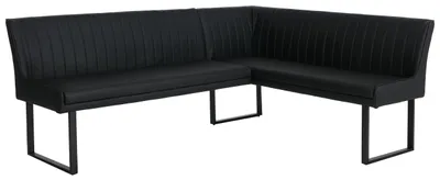 Produktbild von Eckbank HWC-O82, Esszimmerbank Bank, Kunstleder Metall 210x159cm  schwarz