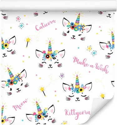 Produktbild von 10m VLIES TAPETE Rolle Kinderzimmer Magische Katzen Sterne Blumen XXL