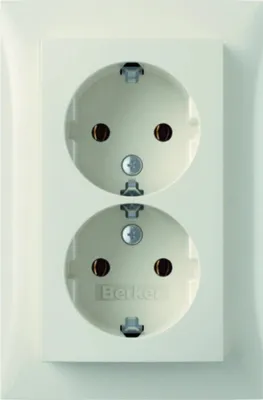 Produktbild von Berker S.1 Doppelsteckdose mit Abdeckung polarweiß glänzend, 1 Stk.