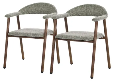Produktbild von ML-Design Esszimmerstühle 2er Set mit Armlehne Küchenstühle Grün, Wohnzimmerstühle mit Rückenlehne, Polsterstühle mit Webstruktur Ergonomische Sessel