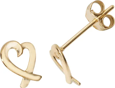 Produktbild von Schöne 9 Karat (375) Gold Herz Damen - Paar Ohrstecker - 7mm*6mm; TRS27037