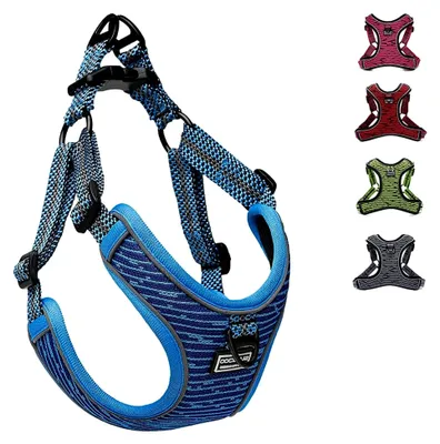 Produktbild von Hundegeschirr für große, mittlere und kleine Hunde sowie Welpen, Anti-Zug Geschirr, reflektierend, atmungsaktiv, weich und verstellbar (M, Blau)