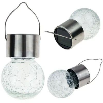 Zdjęcie produktu dla Tg60452 Lampka Solarna Led Szklana Dekoracyjna Wisząca