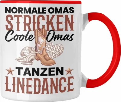 Produktbild von Trendation - Oma Linedance Tasse Geschenk Coole Oma Line Dance Tänzerin Geschenkidee (Rot)