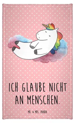 Produktbild von Mr. & Mrs. Panda Handtuch Einhorn Wolke 7 - Rot Pastell - Geschenk, Einhörner, Baumwollhandtuch, Menschen, Unicorn, Frotteehandtuch, Lustig, Kleines, Gästetuch, Klein