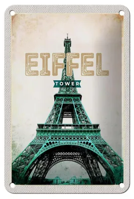Produktbild von Blechschild Reise 12x18cm Eiffel Tower Retro Tourismus Dekoration