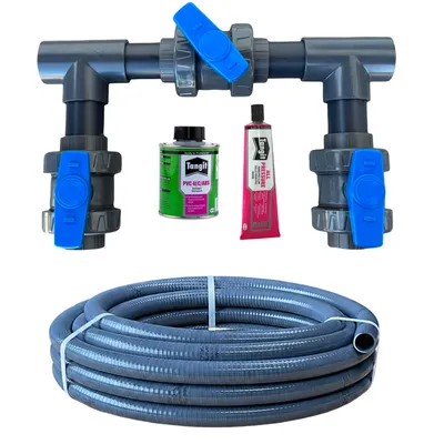 Produktbild von Pool Bypass Set 50mm BLAU, Komplettset für Wärmepumpe Poolheizung