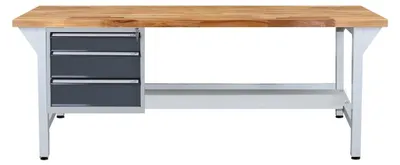 Produktbild von ADB Werkbank lichtgrau, anthrazitgrau 3 Schubladen 200,0 x 75,0 x 85,0 cm